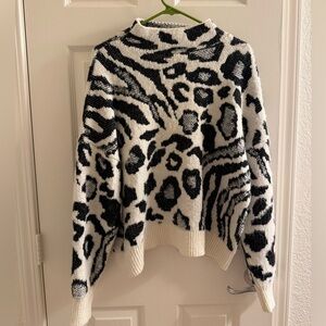 Forever 21 Black and White Patterned Turtleneck Sweater